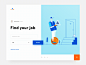 iPad Job search finder cat art postman cat user tabs buttons icons blue orange motion animation animation motion art illustrator ipadapp app ipad flat design ux ui