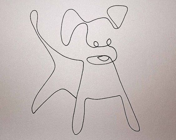 One line drawing dog...