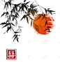 中国风水墨竹子喜喜字体背景矢量图 素材 背景 背景 设计图片 免费下载 页面网页 平面电商 创意素材