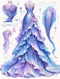 This may contain: a drawing of a dress with blue and purple colors