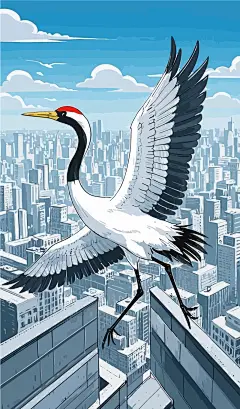 仙鹤丹顶鹤矢量图形插画元素