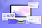 Free PSD beautiful computer screen mockup ad with presentation slides