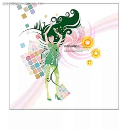 动感曲线图案背景上手臂舞动的时尚女孩插画图片|动感曲线|卡通|卡通人物|卡通人物图片|漫画人物|人物绘画|人物素材|人物图片|设计图片|时尚女孩|矢量人物|手臂|手绘插画人物|图案背景|舞动