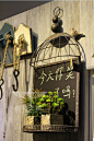 zakka花园杂货 乡村复古怀旧铁艺鸟笼留言黑板 家居装饰壁挂壁饰-淘宝网