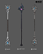 Some staff concepts.  The idea was that Lux didn't have her staff with her, so she needed to get one from the invaders.  We wanted something that both felt like a Freljordian might use, but also looked right in Lux's hands.
