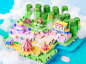 Island island fantasy isometric room game illustration lowpoly octane cinema 4d isometric