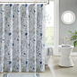 Madison Park Amalia Blue/ White Printed Cotton Shower Curtain