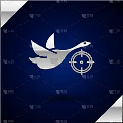 分离着色,银,准星,鸭子,捕猎行为,计算机图标,可爱的,暗色,运动,野生动物