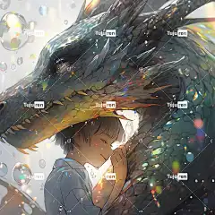 Ai产生的 龙 男孩 女孩 水 拥抱 卡通片 漫画 动漫 幻想