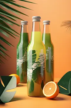 AI数字艺术饮料瓶包装样机模型