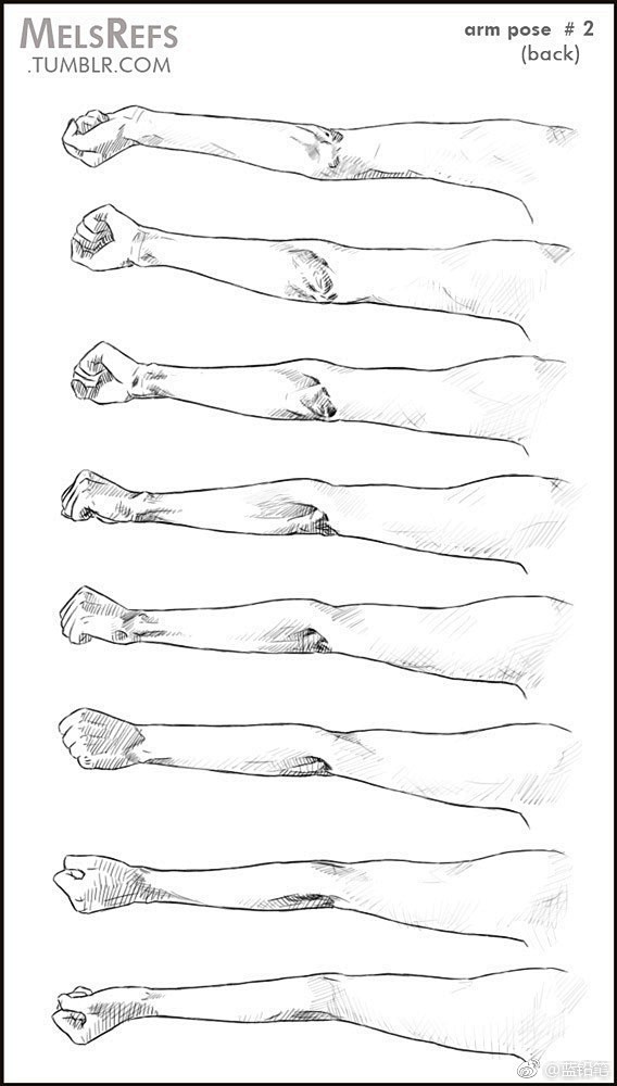一组手臂的素材图，人体素描手臂的画法教程...