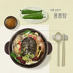 超赞5款简约人参鸡海鲜锅菌汤锅美食插画PSD海报广告平面设计素材-淘宝网