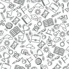 无缝图案黑色学校用品