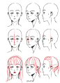 #绘画学习#   本次教程给大家分享动漫人物各角度头部、及头发的绘制画法，希望可以帮到大家~（ by  deeJuusan）  #俺们都是设计师#