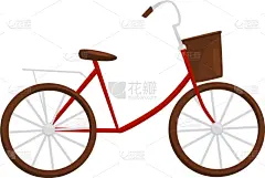 红色,褐色,侧面视角,篮子,自行车,明亮,白色,迅速,奉承,复古