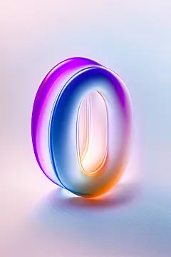 3D渐变玻璃质感倒计时数字0元素