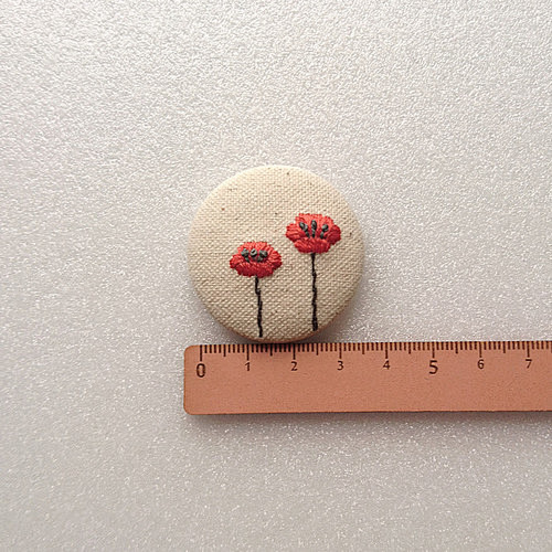 《受注制作》刺繍ポピーブローチ＊あか ブ...