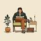 color editorial ILLUSTRATION people Bike Character Coffee gif Travel woods