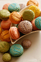 love love love the idea of this! writing flavor names and intricate designs on macarons in the same color either before or after baking. before could be with fine-tipped, thicker macaron batter. after could be closely-tinted royal icing.