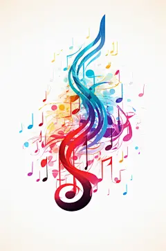 AI数字艺术音乐乐符乐谱元素插画