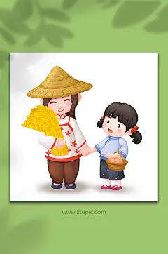新农村乡村振兴战略插画丰收  铁锹战神王老七壁纸-众图网