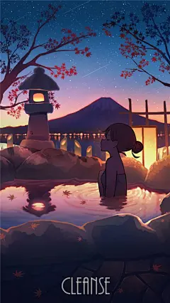动漫插画泡温泉少女图集场景插画壁纸图片 – ACG图包网