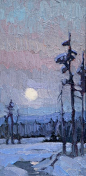 Winter Moonrise -Oregon Artist Ken Roth Mockingbird Gallery