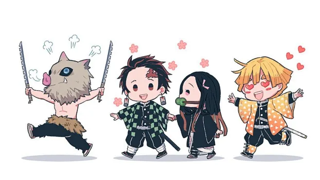 #鬼灭之刃# 全员天使！太可爱了！ 画师：きもと-花瓣网