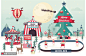 游乐场冬季节日狂欢滑冰场圣诞节插画 节日节气 圣诞节