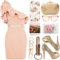 A fashion look from January 2015 featuring pink dress, gold shoes and leather handbags. Browse and shop related looks.