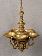 Brass Pancham Diya with Chain 6in x 6in x 7.5in