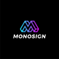 Modern geometric letter m color gradient logo  template