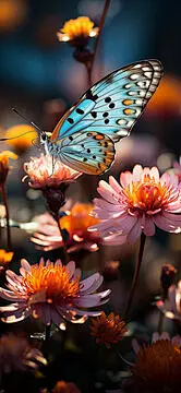 点击来源直接获取大图文件 |蝴蝶栖息在草地花朵上，非常适合作为手机壁纸