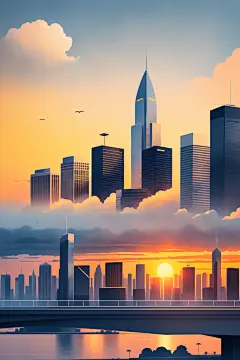 建筑物外部城市剪影扁平插画图片