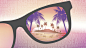 夏季海滩热带岛屿，背景模糊，带太阳眼镜。矢量插图