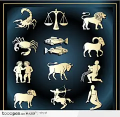 12星座巨蟹座、天枰座、狮子座失量素材