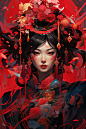 传统戏曲中国风国潮京剧戏曲女孩人物插画