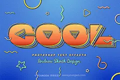 6款90年代趣味卡通孟菲斯立体海报标题字体设计ps样机特效模板下载_颜格视觉