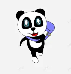 奔跑的卡通熊猫背包 免费下载 页面网页 平面电商 创意素材