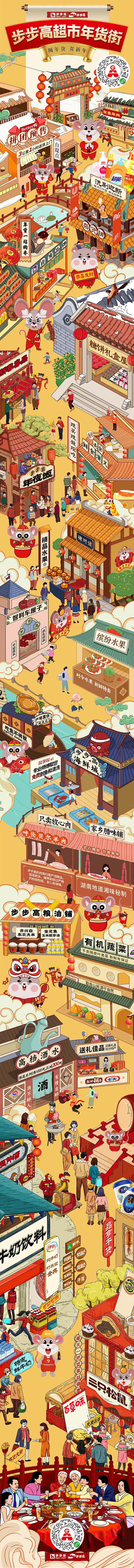 年货大街手绘长图