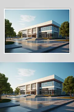 AI数字艺术教学楼校园场景摄影图-众图网