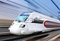 white super streamlined train with motion blur moves on railroad 免版税图片 - 12442470