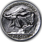 ROBERT MORRIS HOBO NICKEL - JACK SKELLINGTON AND ZERO - REVERSE OF A 2 SIDED 1935 BUFFALO NICKEL CARVING