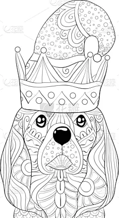 可爱的,狗,成年的,华丽的,洋葱花,节日,乱画,着色,冥想