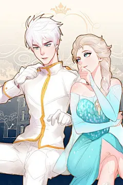 jack x elsa同人插画手机壁纸#冰雪奇缘##守护者联盟#