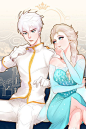 jack x elsa同人插画手机壁纸#冰雪奇缘##守护者联盟#
