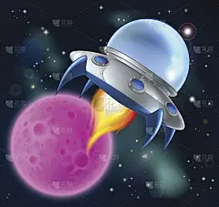 卡通外星人飞船飞碟