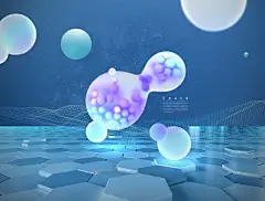 15款未来虚拟空间抽象宇宙几何海报主视觉KV设计PS分层模板素材 Virtual Space Geometry Poster Template插图4