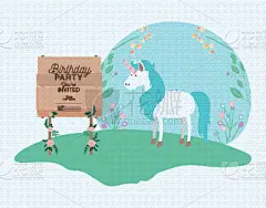 生日,独角兽,贺卡,可爱的,请柬,小马,自然美,动物,问候
