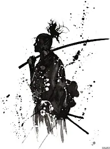 中国古风武侠小说江湖水墨古代游戏人物侠客剪影png免扣插画素材
